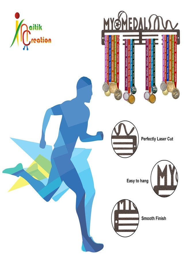 NAITIK CREATION نايتيك كرييشن | ميدالياتي | حامل ميداليات معدني، حامل ميداليات للتثبيت على الحائط، يتسع لما يصل إلى 20-25 ميدالية، لون ذهبي عتيق - Image 5